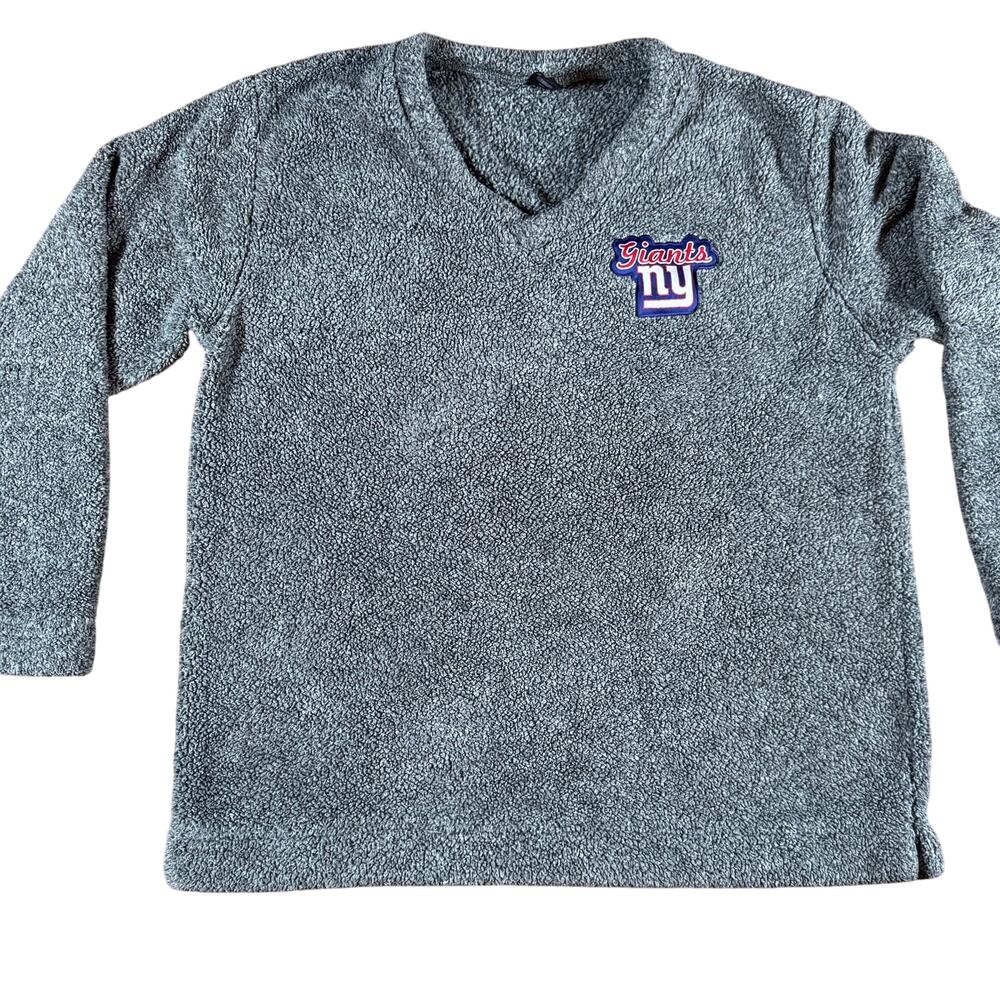 NFL Team Apparel NY Giants Women’s XL Fuzzy Pullover Gray V-Neck Lounge Top